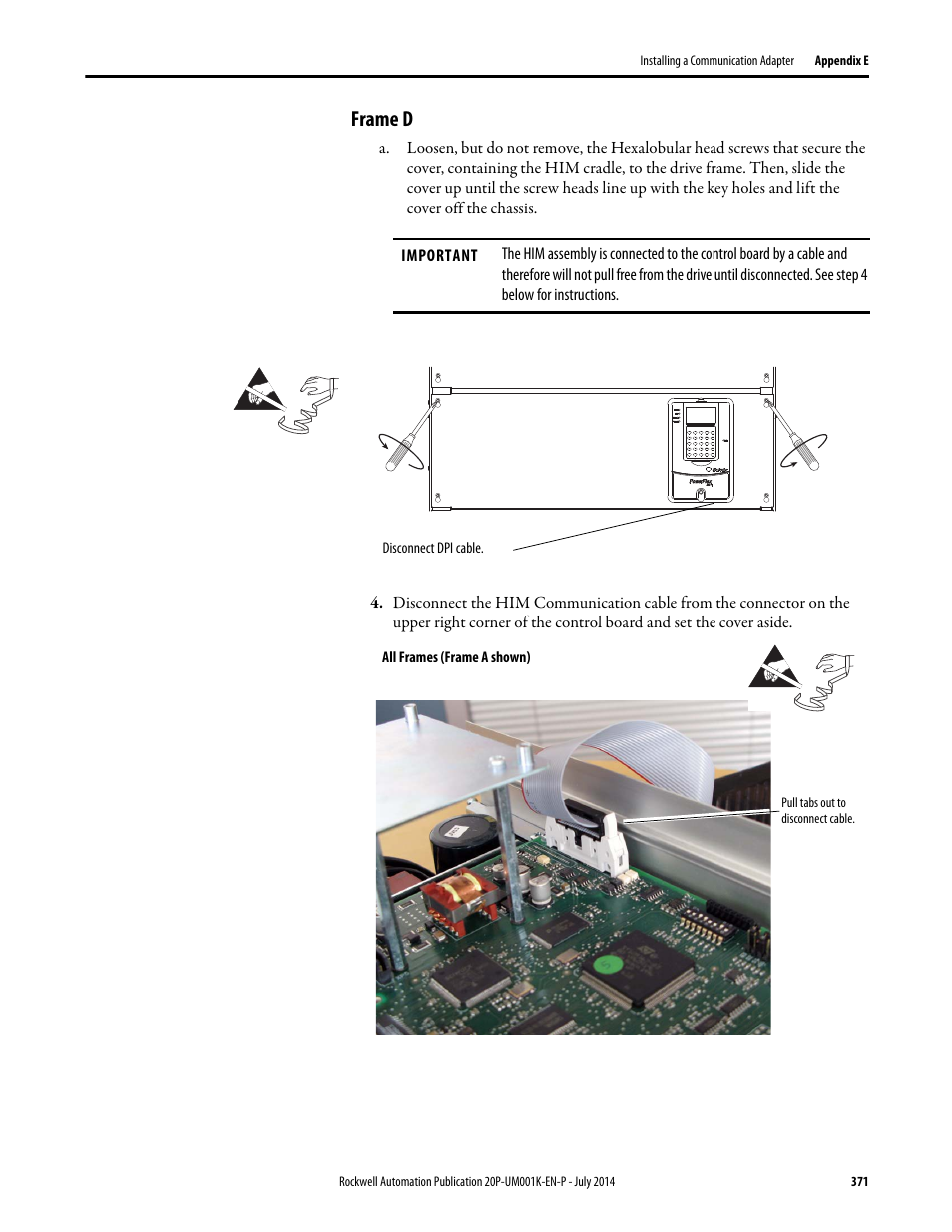 Frame d | Rockwell Automation 23P PowerFlex Digital DC Drive User Manual | Page 371 / 404