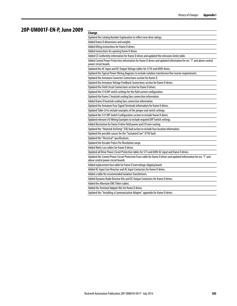 20p-um001f-en-p, june 2009 | Rockwell Automation 23P PowerFlex Digital DC Drive User Manual | Page 385 / 404