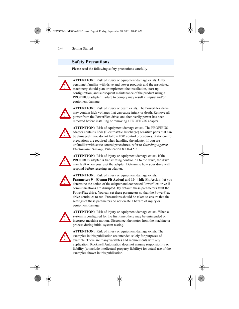 Safety precautions | Rockwell Automation 20-COMM-P Profibus Adapter User Manual | Page 12 / 117