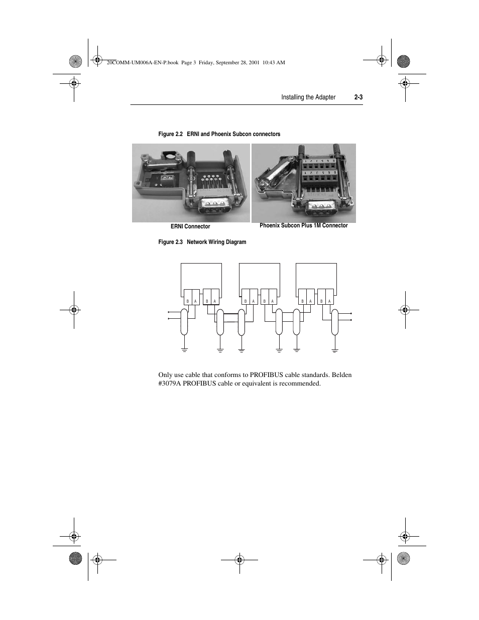 Figure 2.2, Figure 2.3, Installing the adapter 2-3 | Rockwell Automation 20-COMM-P Profibus Adapter User Manual | Page 17 / 117