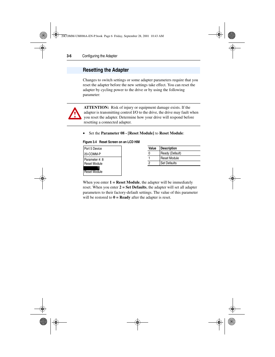 Resetting the adapter | Rockwell Automation 20-COMM-P Profibus Adapter User Manual | Page 28 / 117