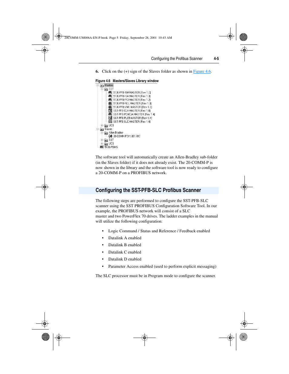 Configuring the sst-pfb-slc profibus scanner | Rockwell Automation 20-COMM-P Profibus Adapter User Manual | Page 35 / 117