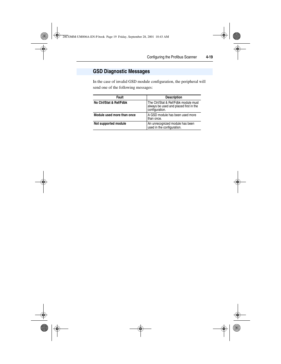 Gsd diagnostic messages | Rockwell Automation 20-COMM-P Profibus Adapter User Manual | Page 49 / 117