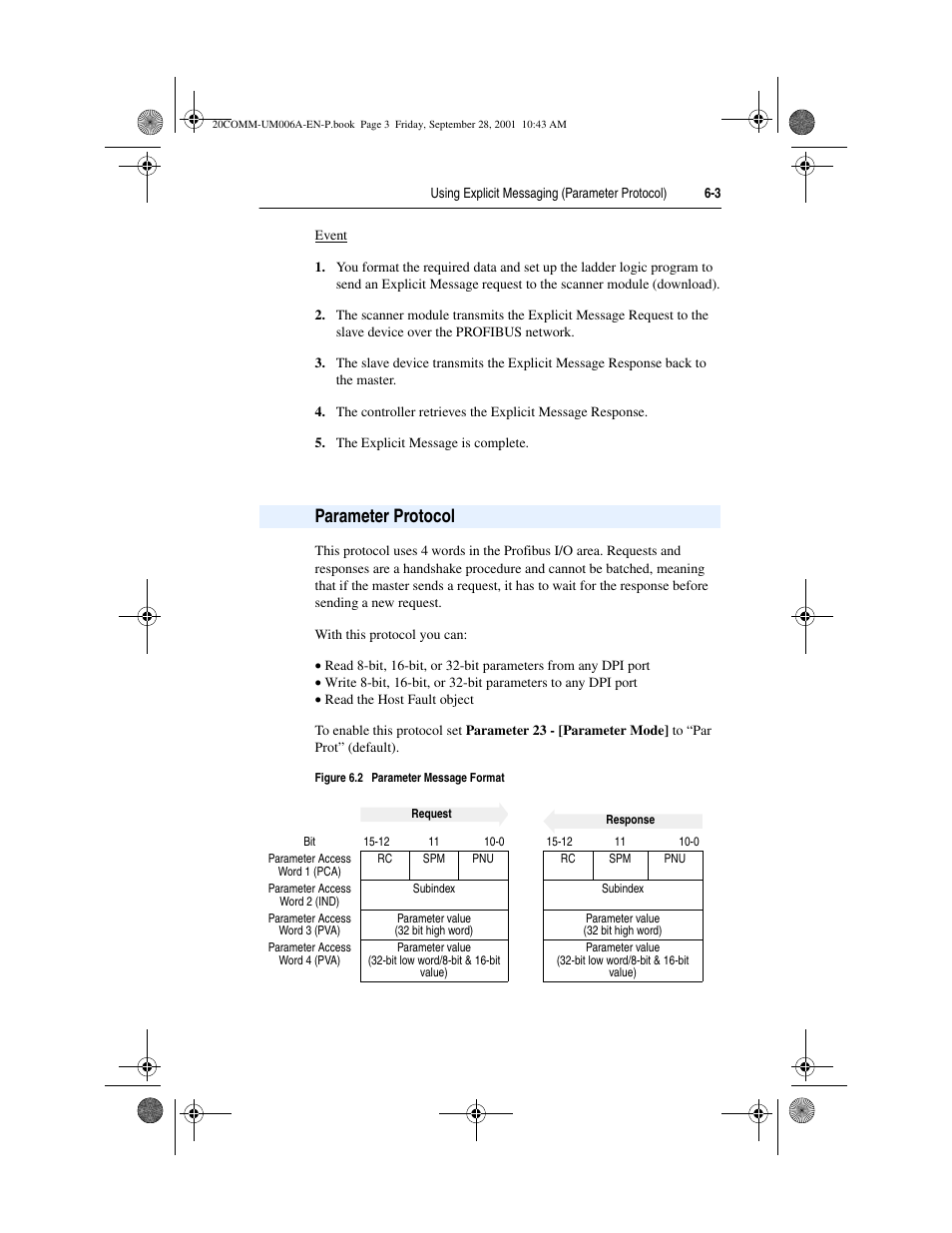 Parameter protocol, Figure 6.2 | Rockwell Automation 20-COMM-P Profibus Adapter User Manual | Page 73 / 117