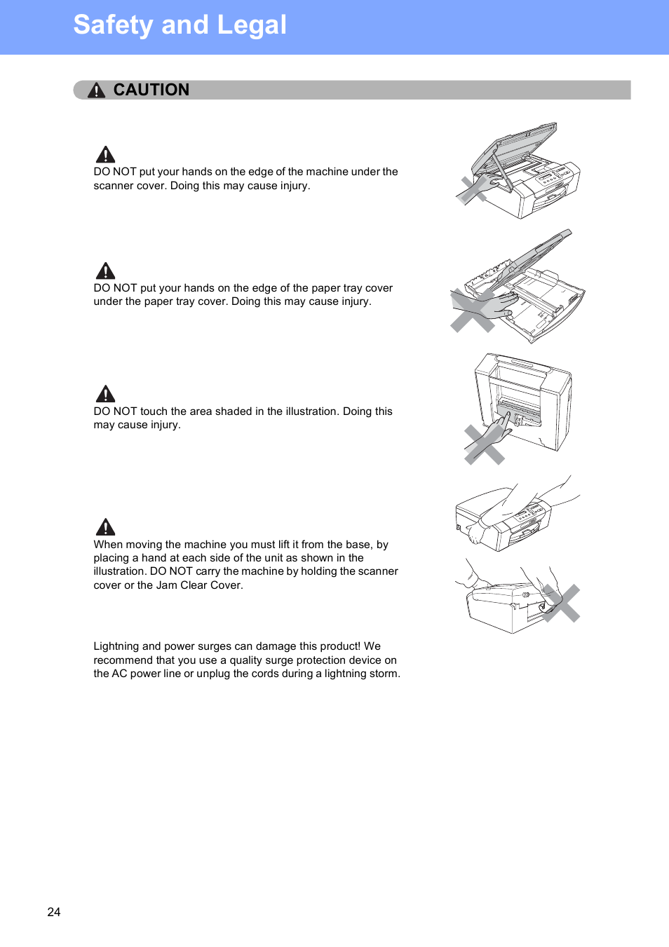 Safety and legal, Caution | Brother DCP-373CW User Manual | Page 24 / 28