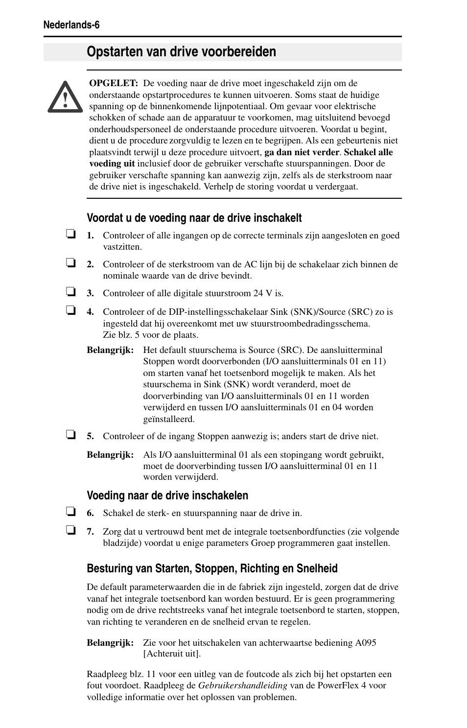 Opstarten van drive voorbereiden | Rockwell Automation 22A PowerFlex 4 Quick Start FRN 6.xx User Manual | Page 68 / 88