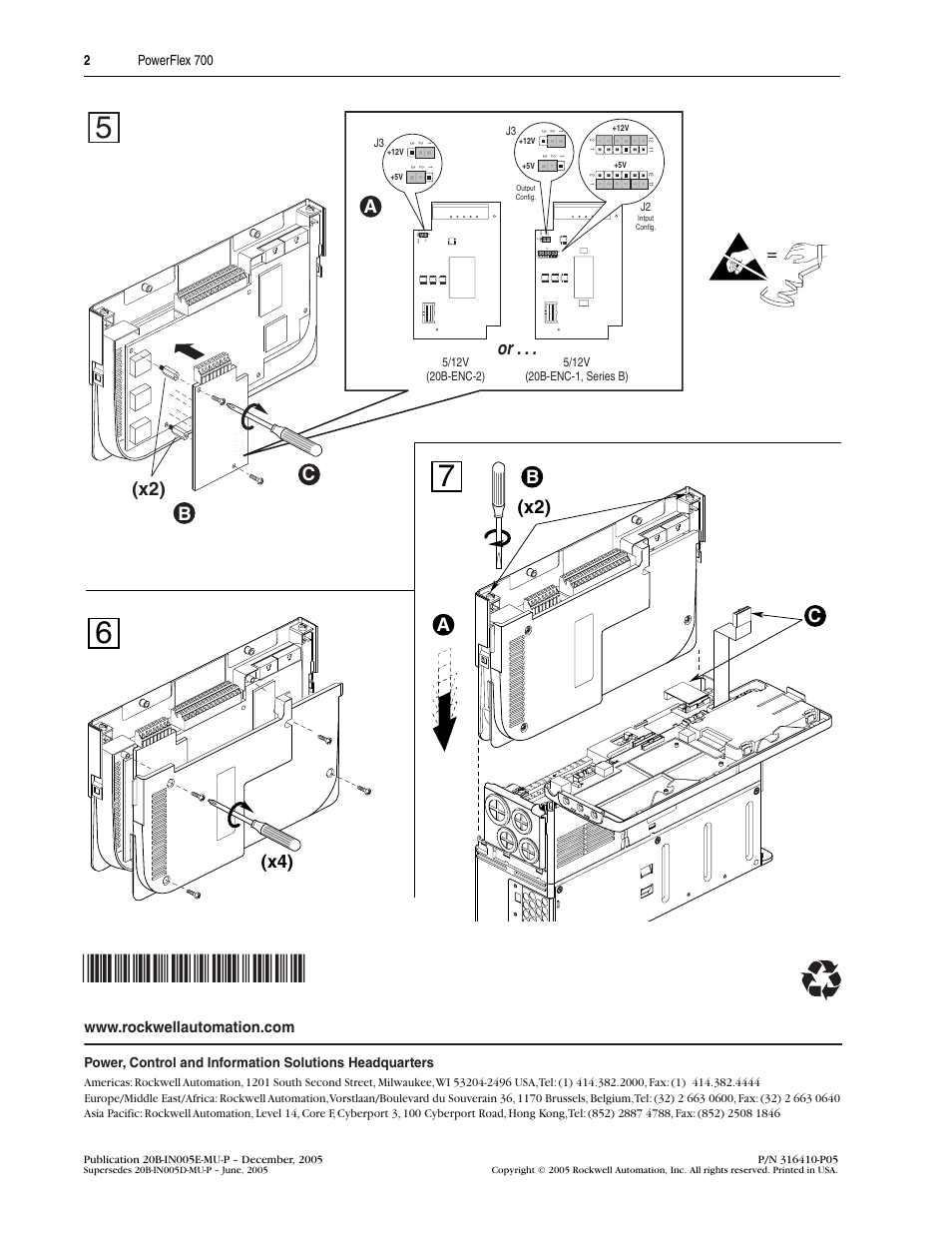 X2) c b or, Cb a (x2), 2powerflex 700 | Rockwell Automation 20B PowerFlex 700 Encoder Installation Instructions User Manual | Page 2 / 2