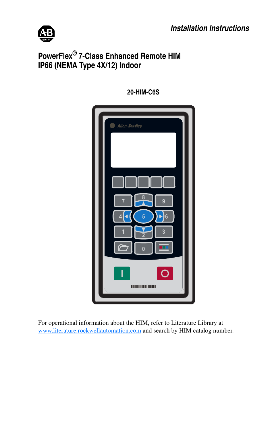 Rockwell Automation 20-HIM-C6S PowerFlex 7-Class Enhanced Remote HIM User Manual | 4 pages