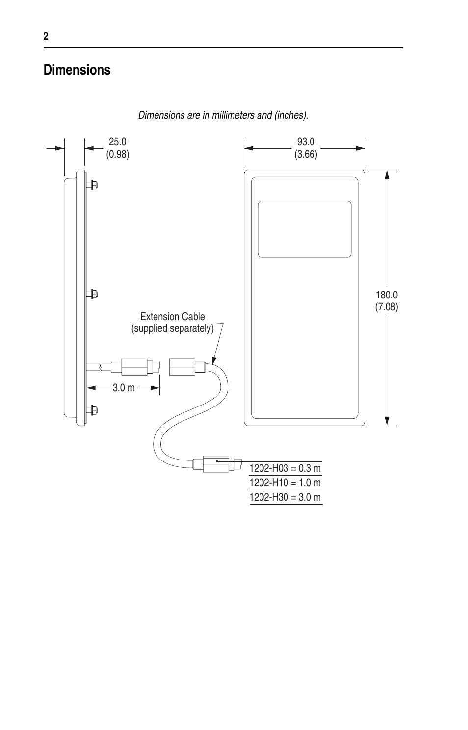 Dimensions | Rockwell Automation 20-HIM-C6S PowerFlex 7-Class Enhanced Remote HIM User Manual | Page 2 / 4