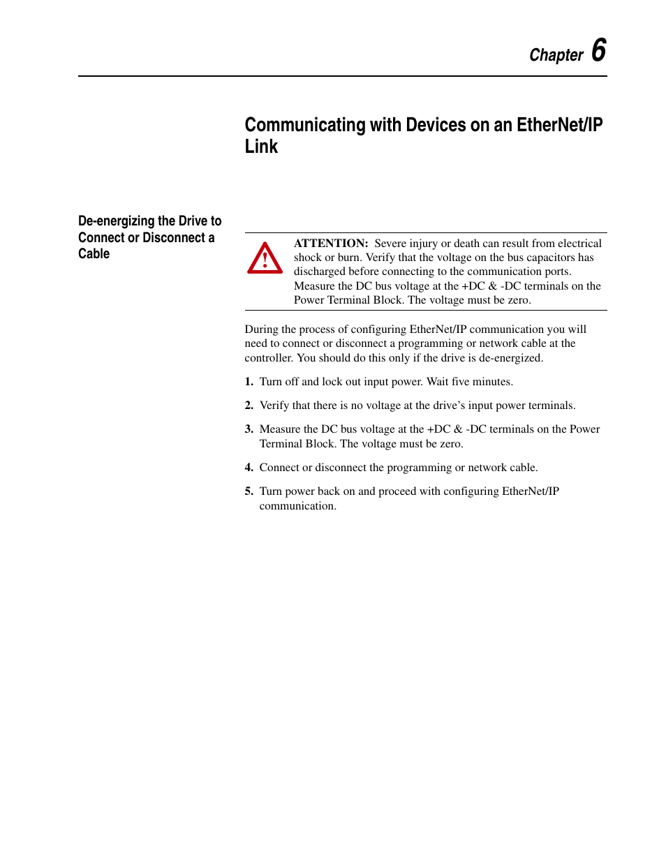 Chapter 6, Communicating with devices on an ethernet/ip link | Rockwell Automation 5730 DriveLogix5730 Controller for PowerFlex 700S Drives with Phase II Control User Manual | Page 105 / 217