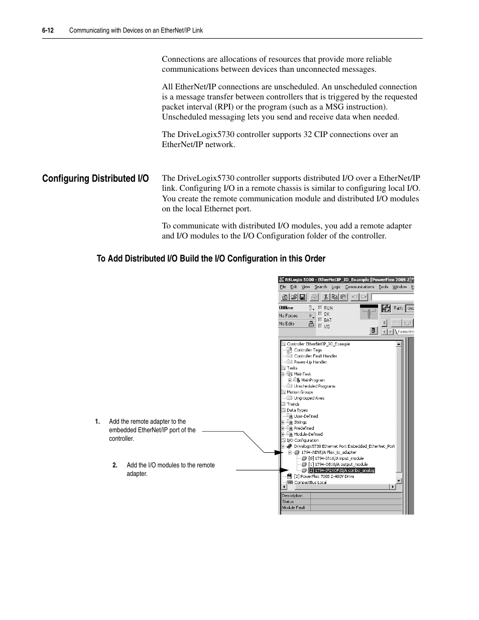 Configuring distributed i/o, Configuring distributed i/o -12 | Rockwell Automation 5730 DriveLogix5730 Controller for PowerFlex 700S Drives with Phase II Control User Manual | Page 116 / 217