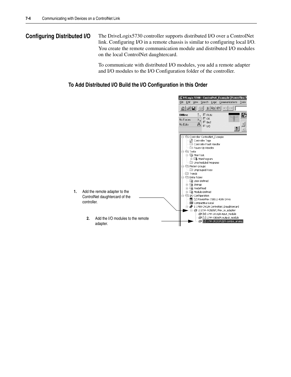 Configuring distributed i/o, Configuring distributed i/o -4 | Rockwell Automation 5730 DriveLogix5730 Controller for PowerFlex 700S Drives with Phase II Control User Manual | Page 144 / 217