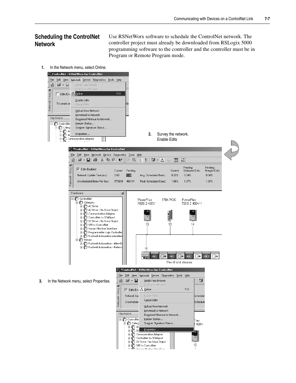 Scheduling the controlnet network, Scheduling the controlnet network -7 | Rockwell Automation 5730 DriveLogix5730 Controller for PowerFlex 700S Drives with Phase II Control User Manual | Page 147 / 217