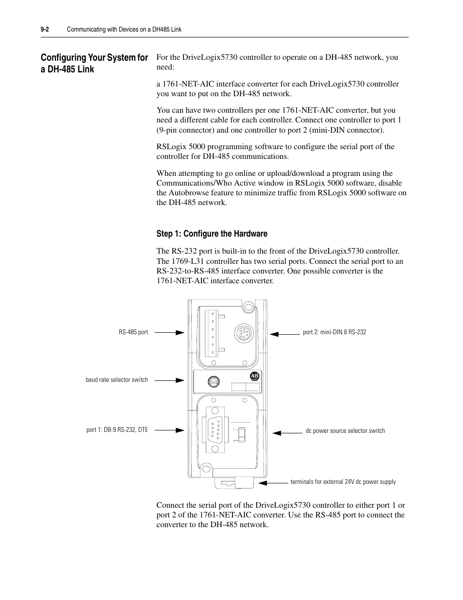 Configuring your system for a dh-485 link, Configuring your system for a dh-485 link -2 | Rockwell Automation 5730 DriveLogix5730 Controller for PowerFlex 700S Drives with Phase II Control User Manual | Page 180 / 217