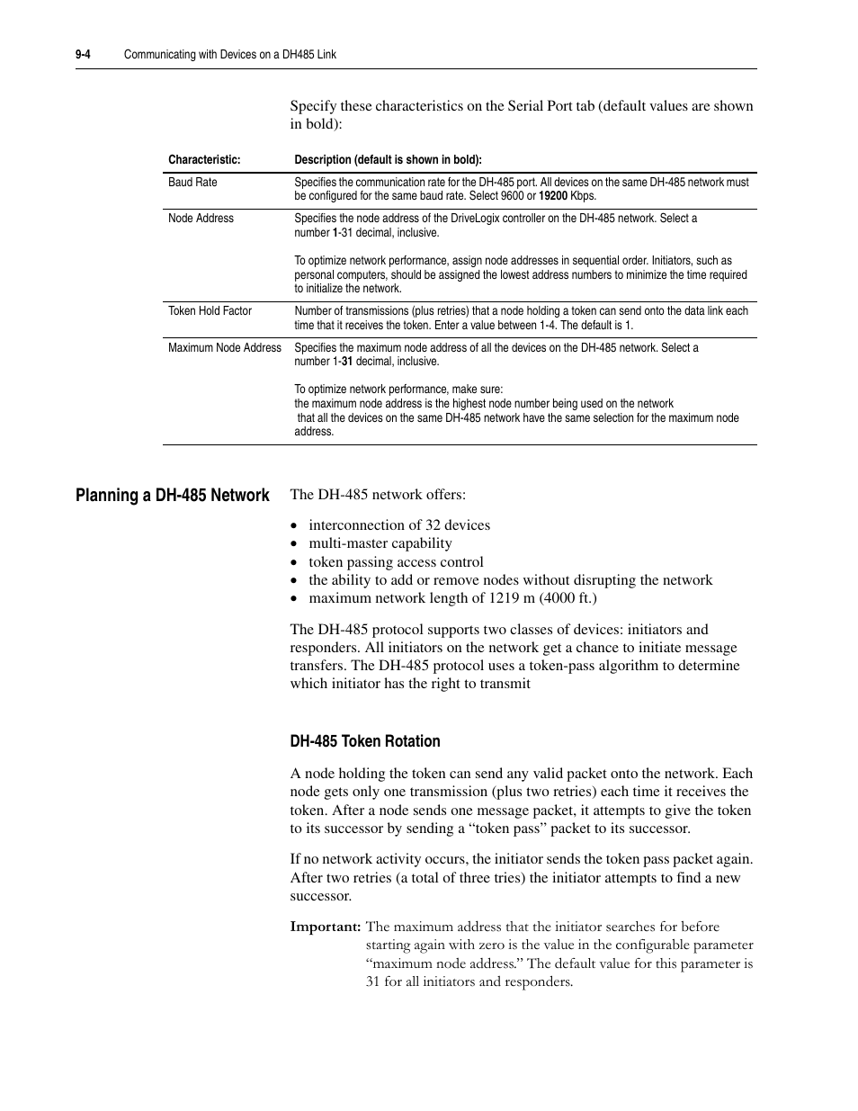 Planning a dh-485 network, Planning a dh-485 network -4 | Rockwell Automation 5730 DriveLogix5730 Controller for PowerFlex 700S Drives with Phase II Control User Manual | Page 182 / 217