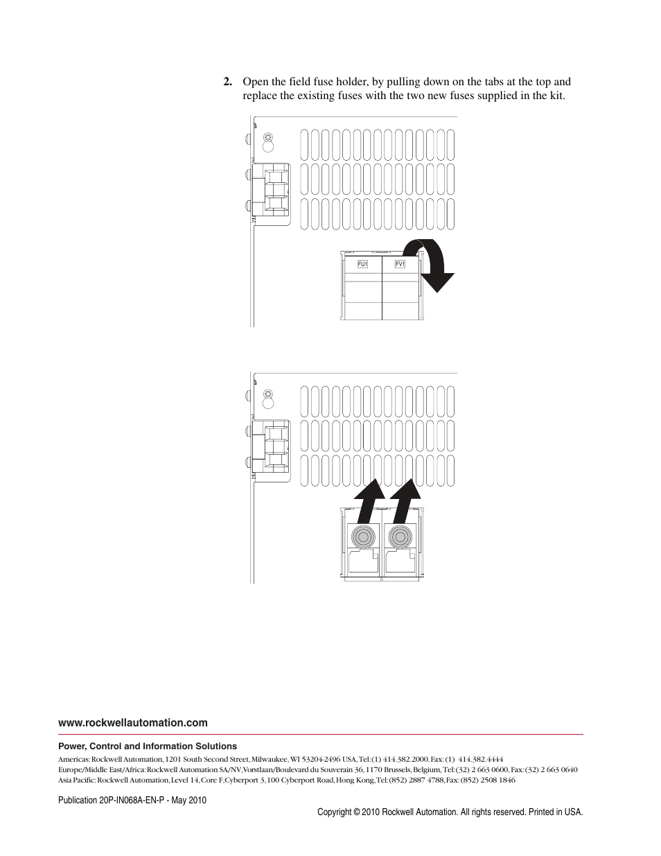 Rockwell Automation 20P PowerFlex DC Drive - Frame D Field Fuse Replacement User Manual | Page 2 / 2