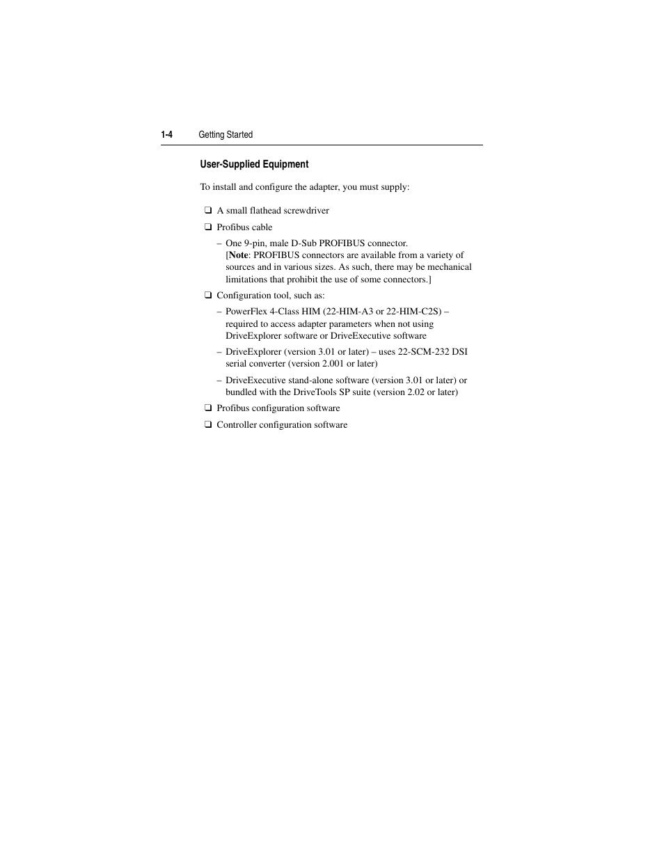 User-supplied equipment | Rockwell Automation 22-COMM-P PowerFlex Profibus Adapter User Manual | Page 12 / 116