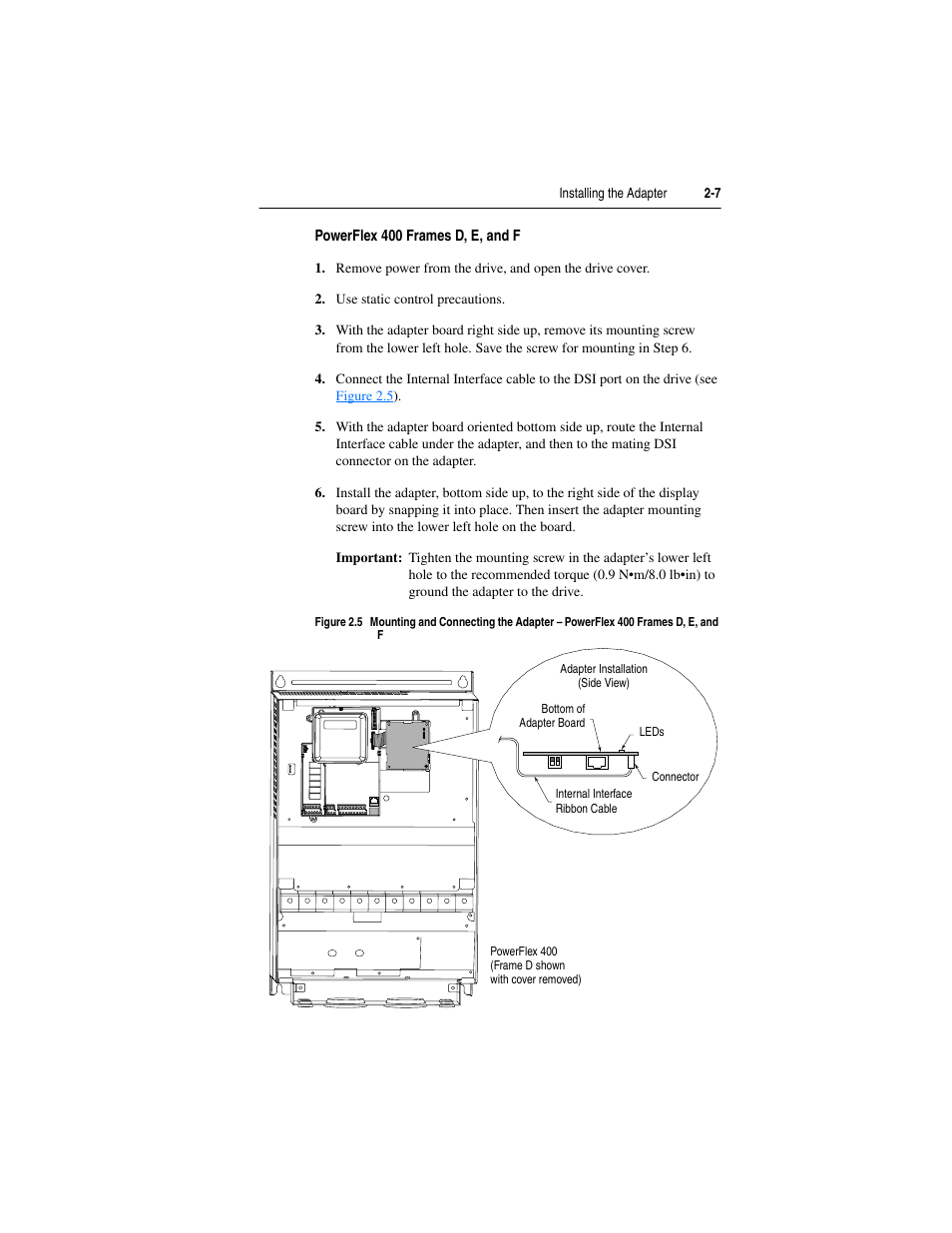 Powerflex 400 frames d, e, and f | Rockwell Automation 22-COMM-P PowerFlex Profibus Adapter User Manual | Page 23 / 116