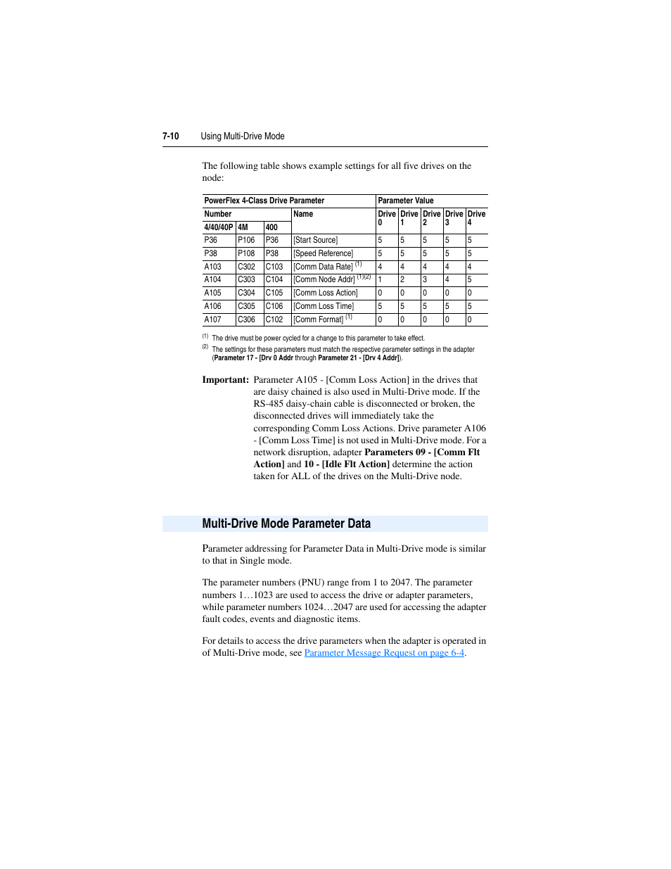 Multi-drive mode parameter data, Multi-drive mode parameter data -10 | Rockwell Automation 22-COMM-P PowerFlex Profibus Adapter User Manual | Page 70 / 116