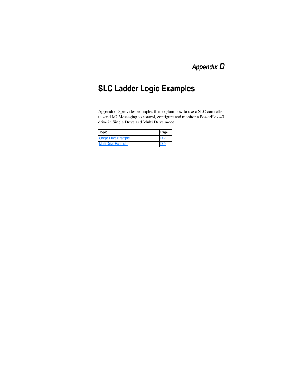 Appendix d, Slc ladder logic examples, Appendix | Rockwell Automation 22-COMM-P PowerFlex Profibus Adapter User Manual | Page 89 / 116