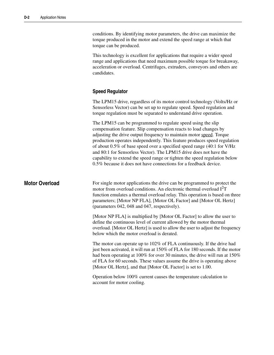 Speed regulator, Motor overload | Rockwell Automation 20M LPM15 Liquid-Cooled Adjustable Frequency AC Drive FRN 2.xxx User Manual | Page 112 / 148