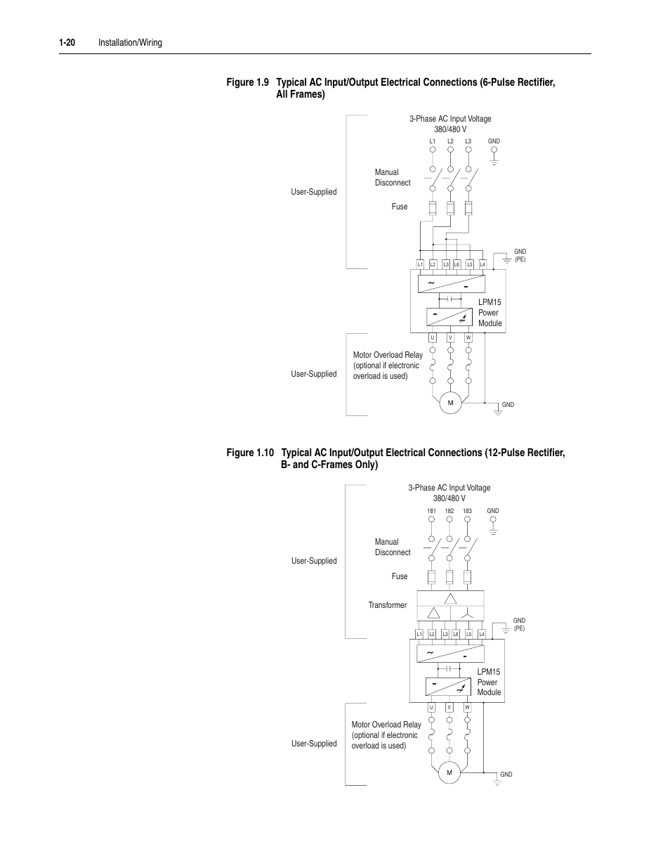 Wer lines. see, Figure 1.9, Figure 1.10 | For t, Fuse | Rockwell Automation 20M LPM15 Liquid-Cooled Adjustable Frequency AC Drive FRN 2.xxx User Manual | Page 32 / 148