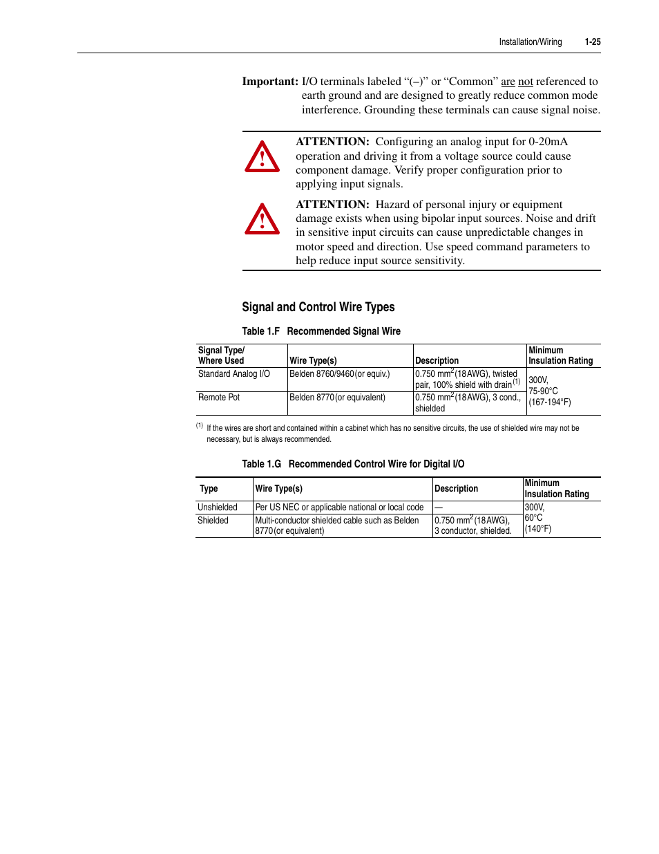 Signal and control wire types | Rockwell Automation 20M LPM15 Liquid-Cooled Adjustable Frequency AC Drive FRN 2.xxx User Manual | Page 37 / 148