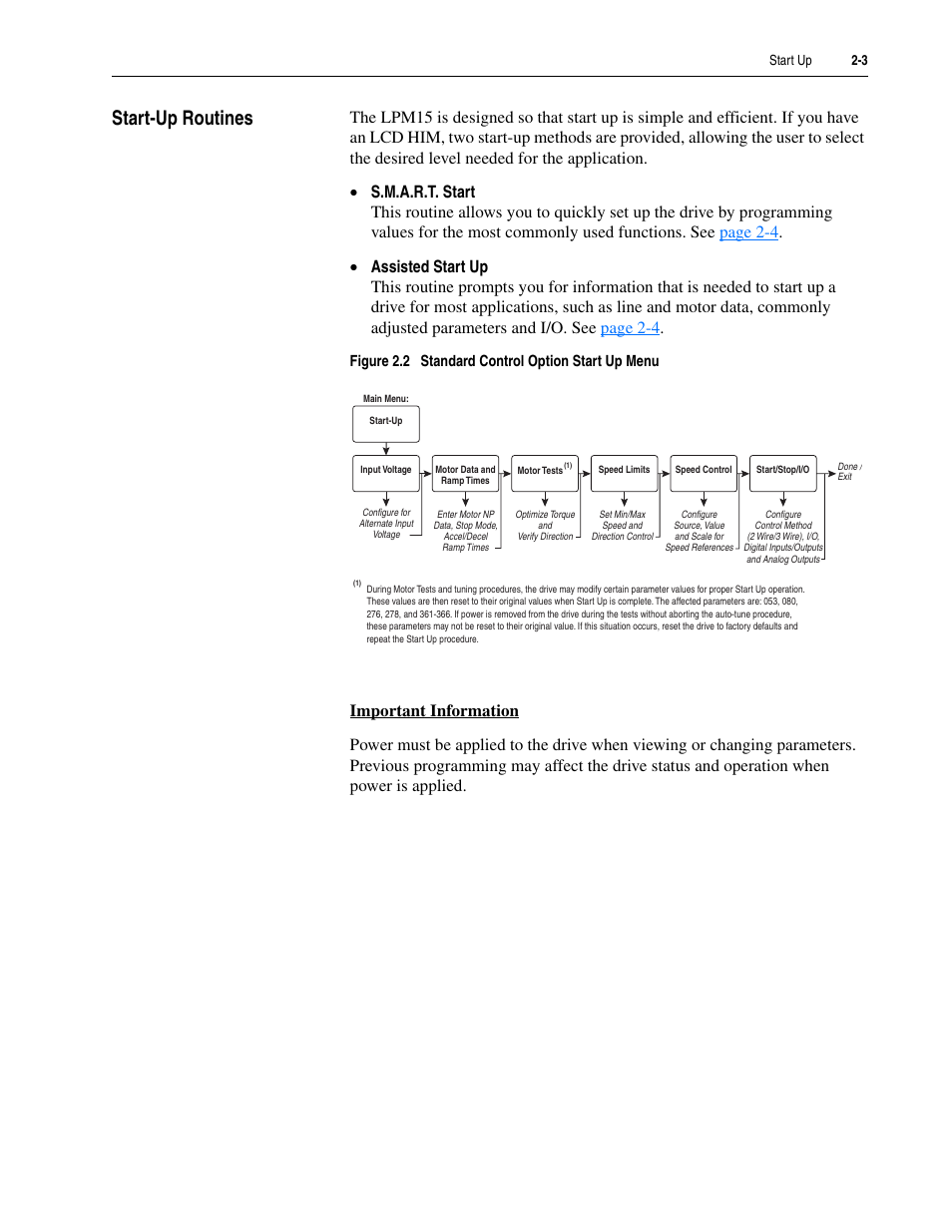 Start-up routines, Start-up routines -3 | Rockwell Automation 20M LPM15 Liquid-Cooled Adjustable Frequency AC Drive FRN 2.xxx User Manual | Page 47 / 148
