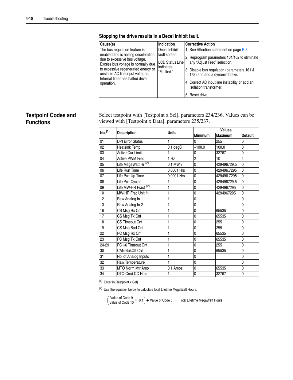 Testpoint codes and functions, Testpoint codes and functions -10 | Rockwell Automation 20M LPM15 Liquid-Cooled Adjustable Frequency AC Drive FRN 2.xxx User Manual | Page 92 / 148