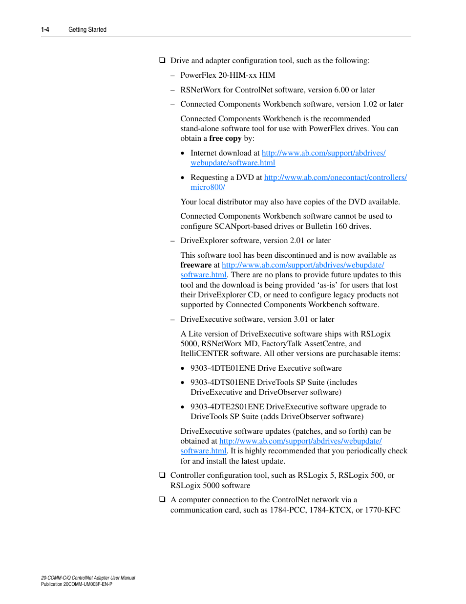 Rockwell Automation 20-COMM-Q ControlNet Adapter User Manual | Page 16 / 270