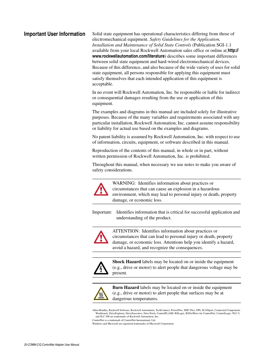 Rockwell Automation 20-COMM-Q ControlNet Adapter User Manual | Page 2 / 270