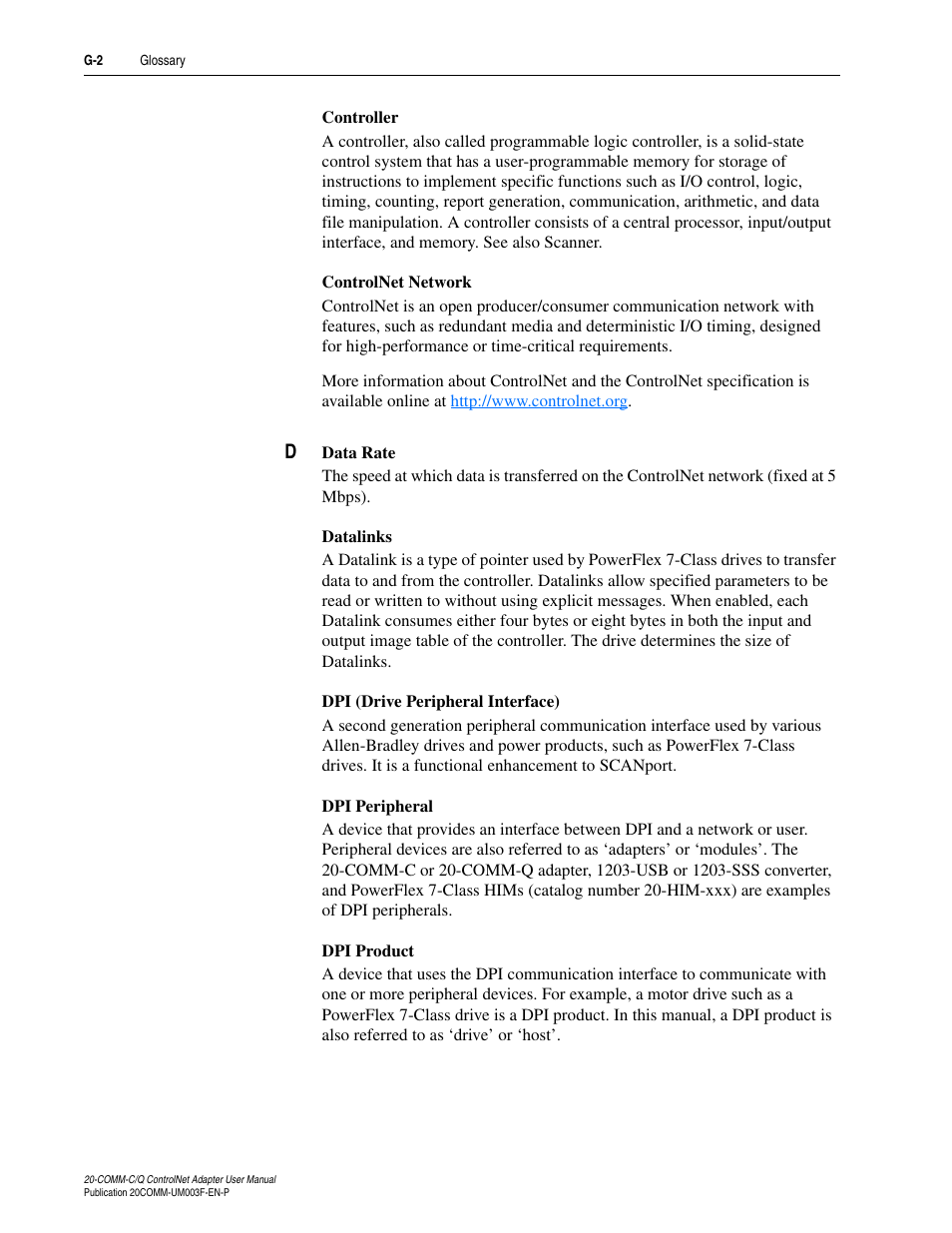 Rockwell Automation 20-COMM-Q ControlNet Adapter User Manual | Page 256 / 270