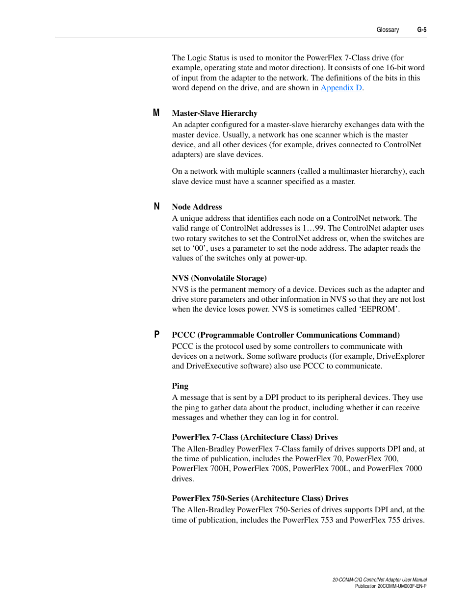 Rockwell Automation 20-COMM-Q ControlNet Adapter User Manual | Page 259 / 270