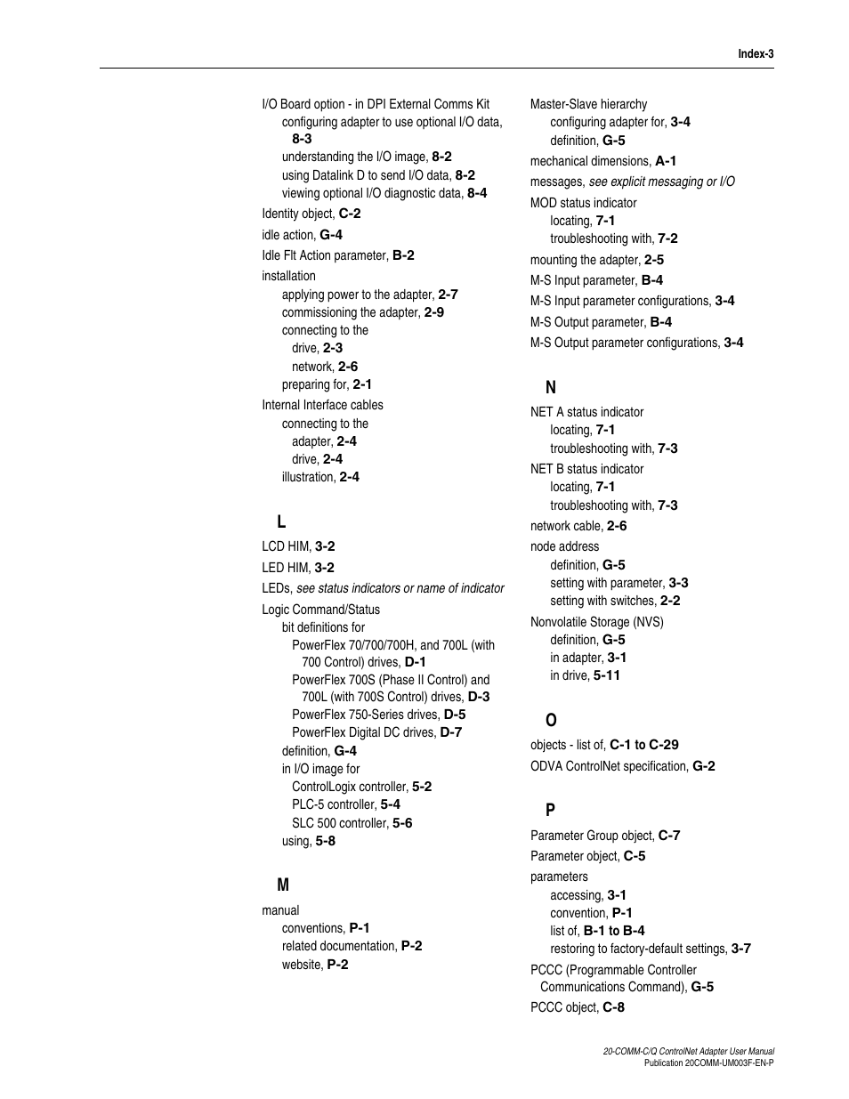 Rockwell Automation 20-COMM-Q ControlNet Adapter User Manual | Page 265 / 270