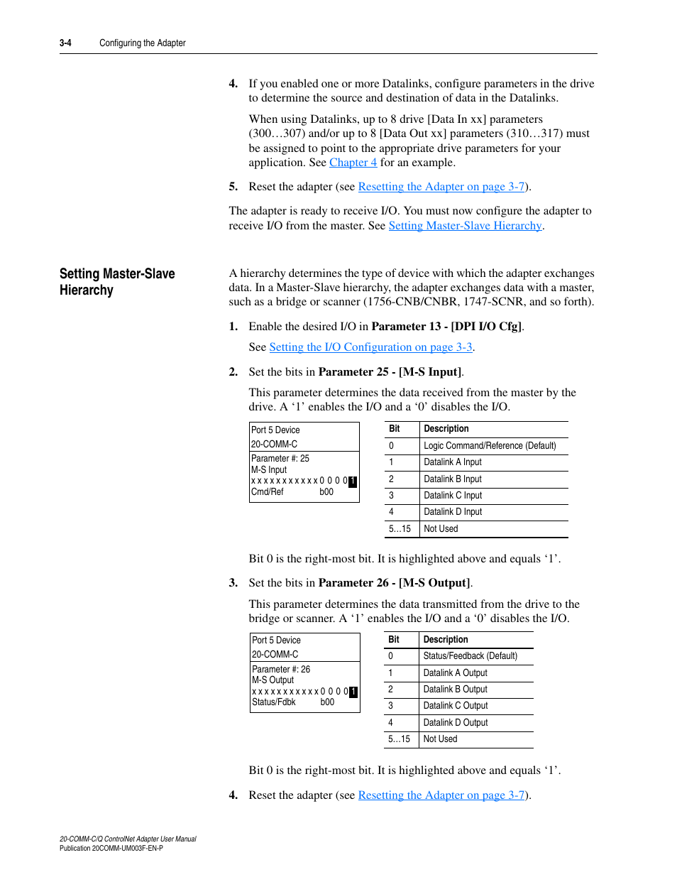 Setting master-slave hierarchy, Setting master-slave hierarchy -4 | Rockwell Automation 20-COMM-Q ControlNet Adapter User Manual | Page 32 / 270