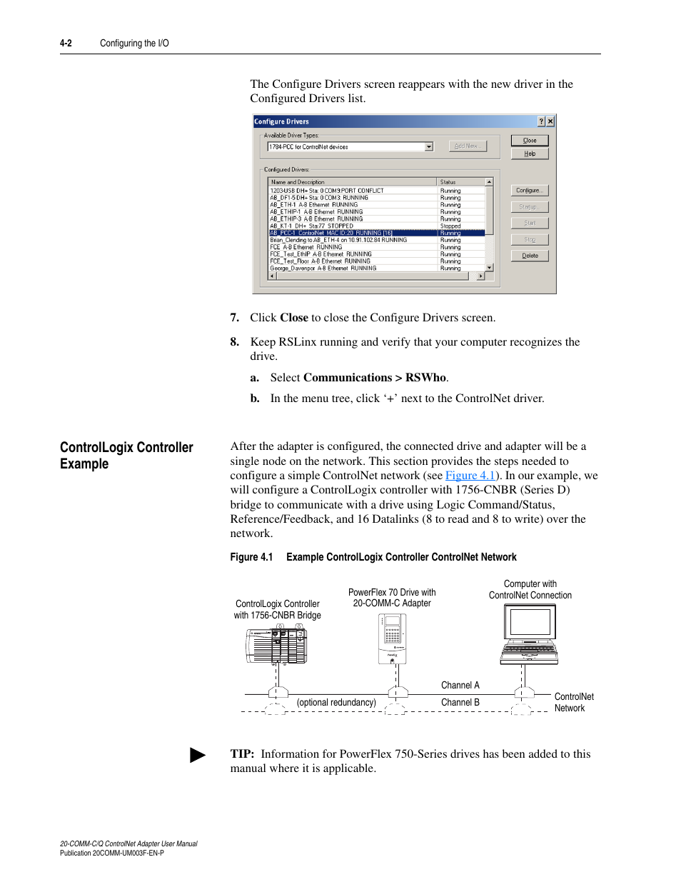 Controllogix controller example, Controllogix controller example -2 | Rockwell Automation 20-COMM-Q ControlNet Adapter User Manual | Page 38 / 270
