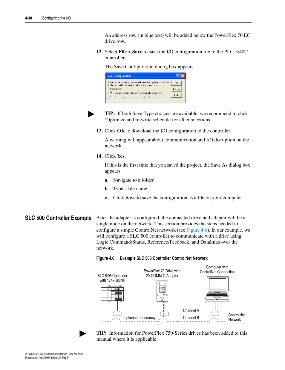 Slc 500 controller example, Slc 500 controller example -30 | Rockwell Automation 20-COMM-Q ControlNet Adapter User Manual | Page 66 / 270