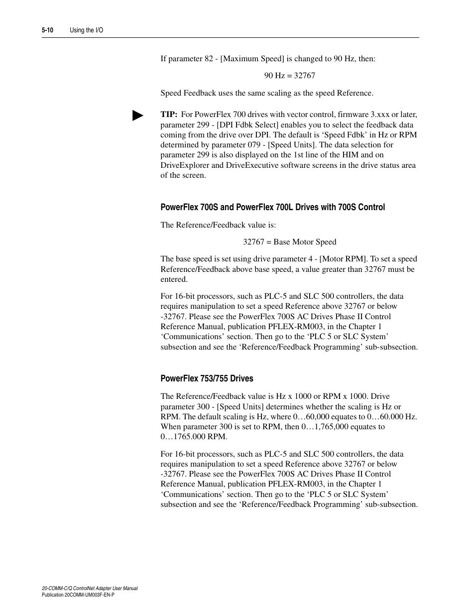 Powerflex 753/755 drives | Rockwell Automation 20-COMM-Q ControlNet Adapter User Manual | Page 84 / 270