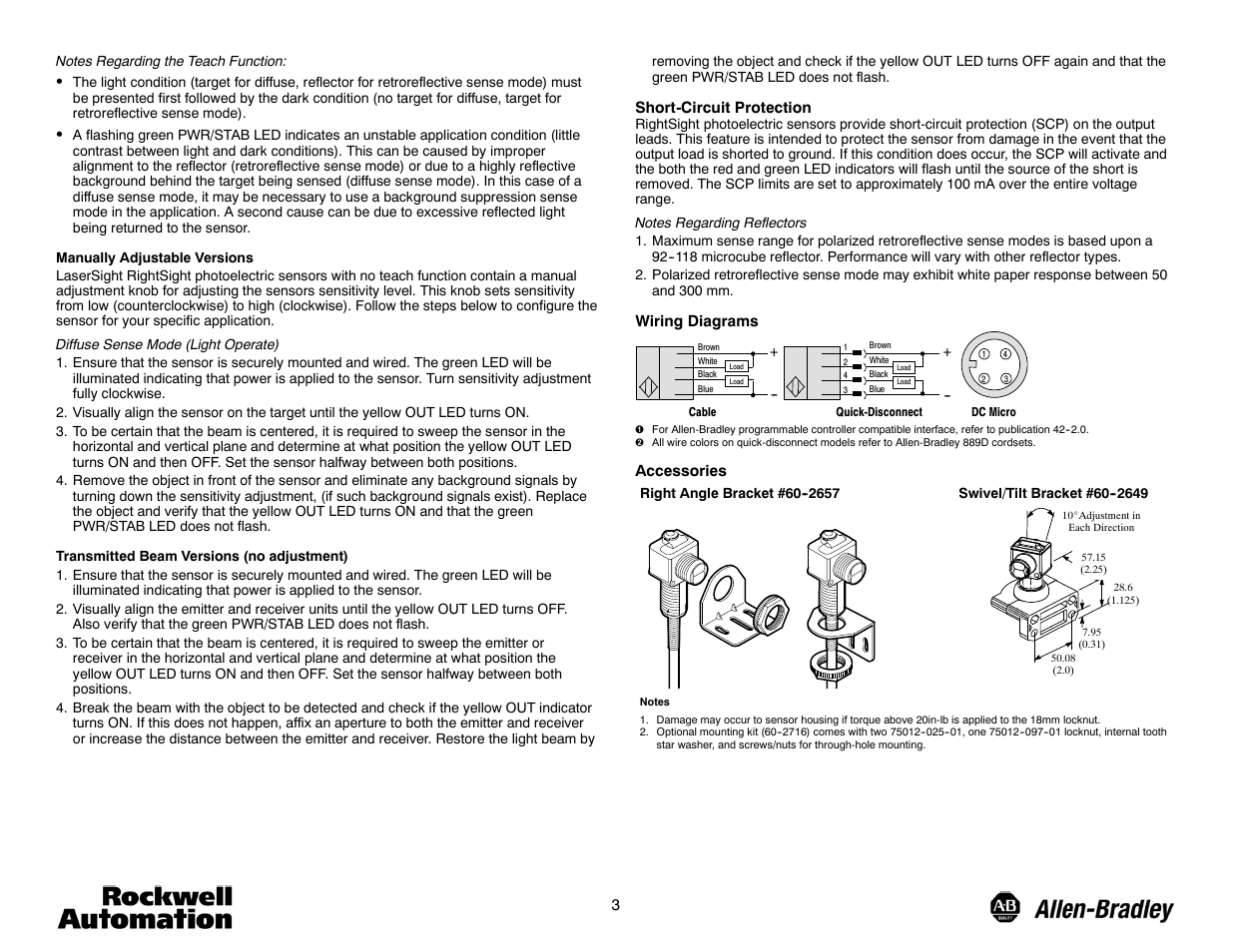 Rockwell Automation 42EF LaserSight RightSight Photoelectric Sensors User Manual | Page 3 / 4