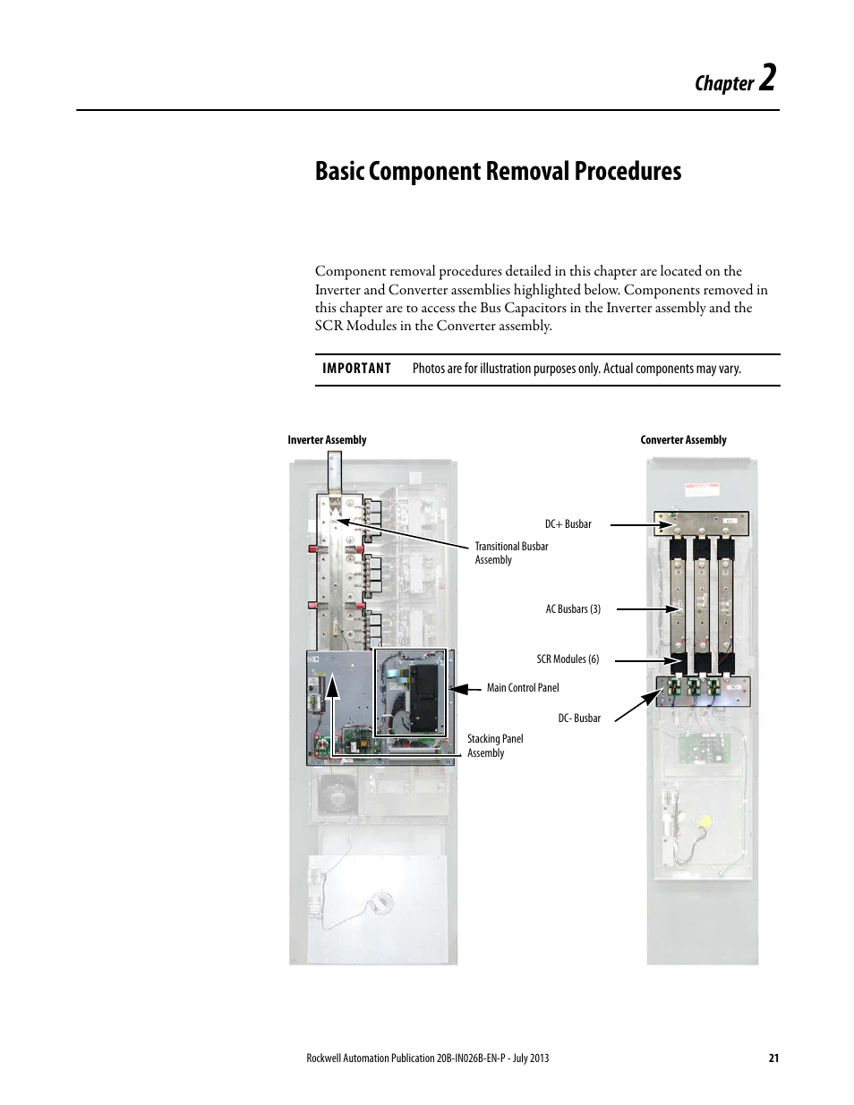 2 - basic component removal procedures, Chapter 2, Basic component removal procedures | Chapter | Rockwell Automation 20B PowerFlex 700 Drives - Frame 10 Components Replacement User Manual | Page 21 / 88