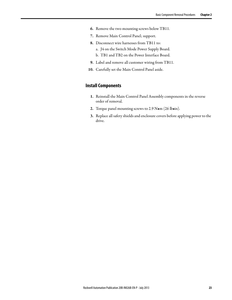 Install components | Rockwell Automation 20B PowerFlex 700 Drives - Frame 10 Components Replacement User Manual | Page 23 / 88