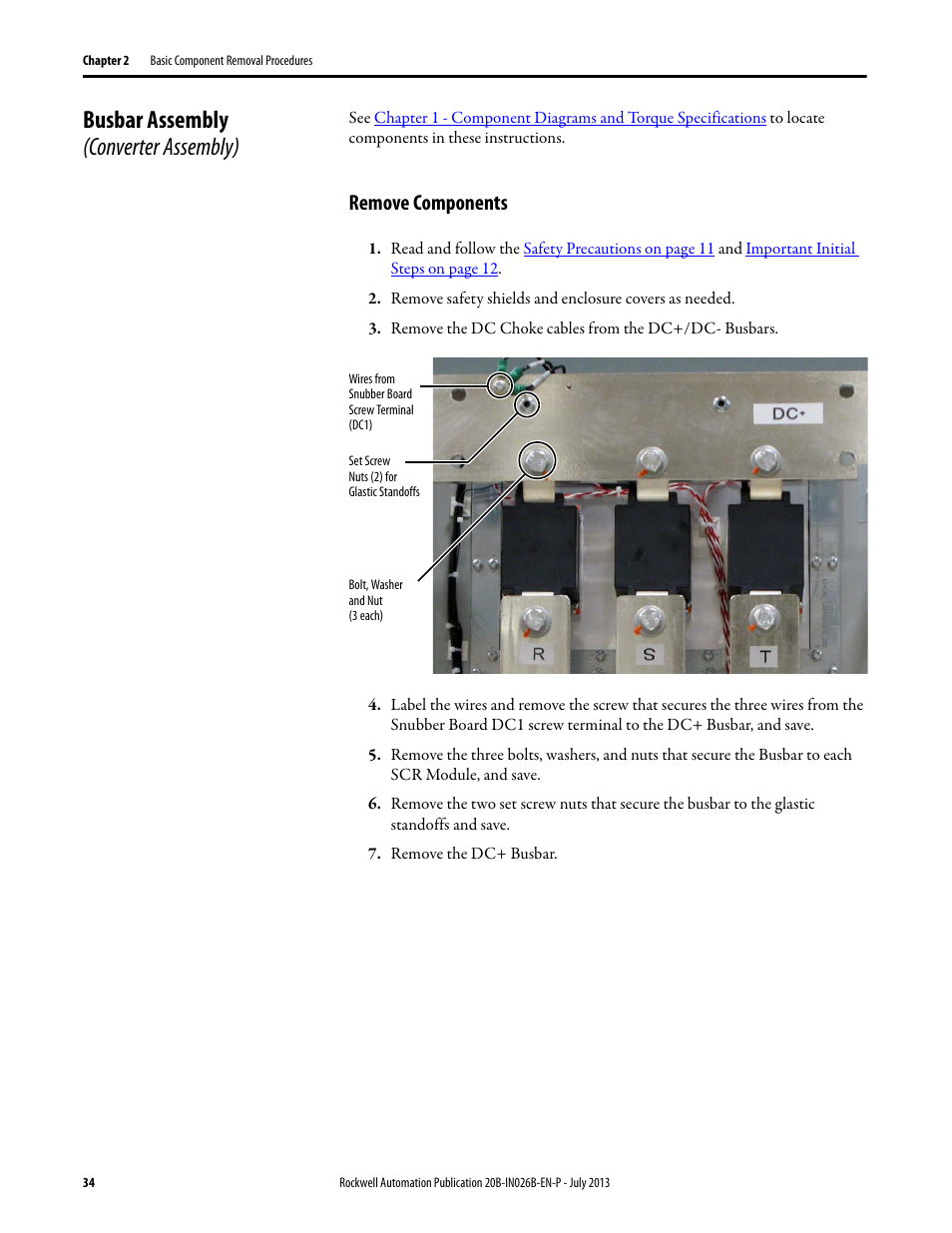 Busbar assembly (converter assembly), Remove components | Rockwell Automation 20B PowerFlex 700 Drives - Frame 10 Components Replacement User Manual | Page 34 / 88