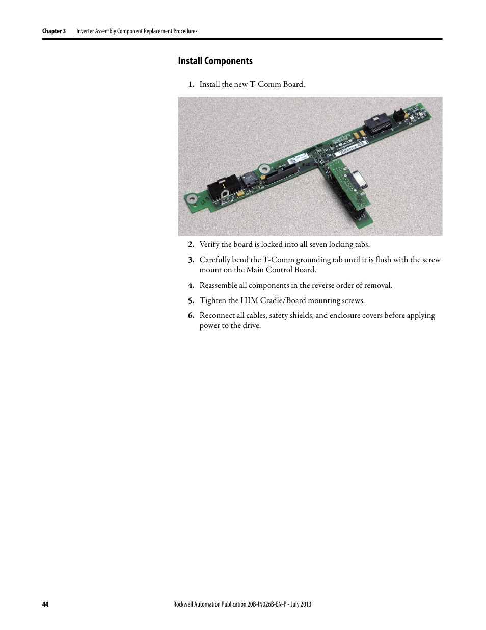 Install components | Rockwell Automation 20B PowerFlex 700 Drives - Frame 10 Components Replacement User Manual | Page 44 / 88