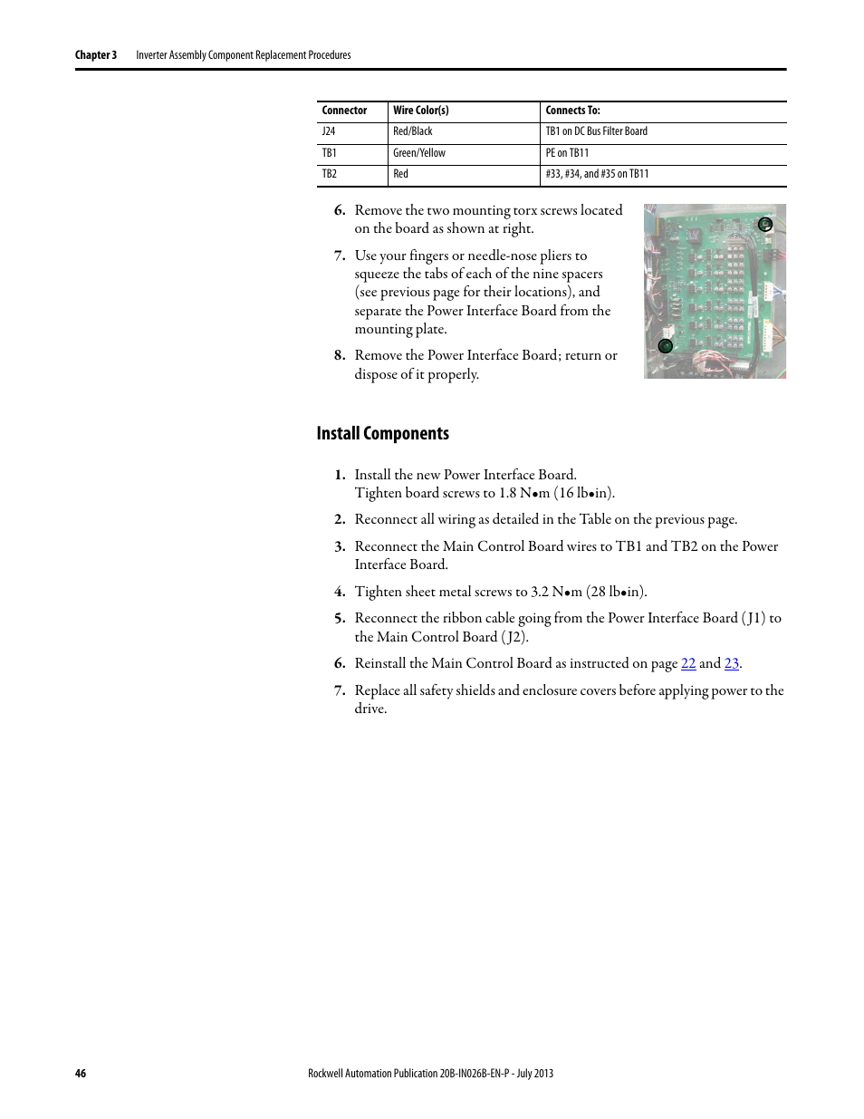 Install components | Rockwell Automation 20B PowerFlex 700 Drives - Frame 10 Components Replacement User Manual | Page 46 / 88