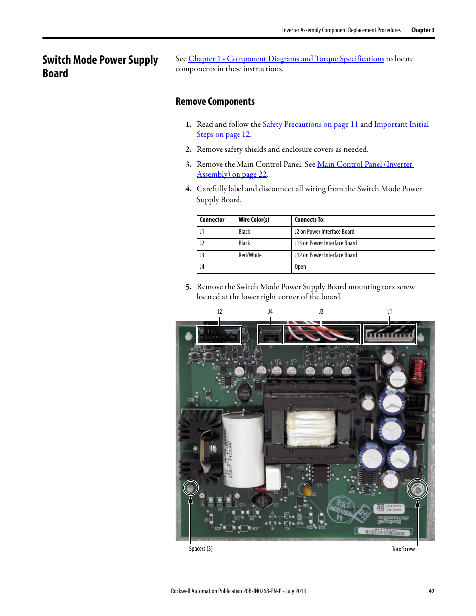 Switch mode power supply board, Remove components | Rockwell Automation 20B PowerFlex 700 Drives - Frame 10 Components Replacement User Manual | Page 47 / 88