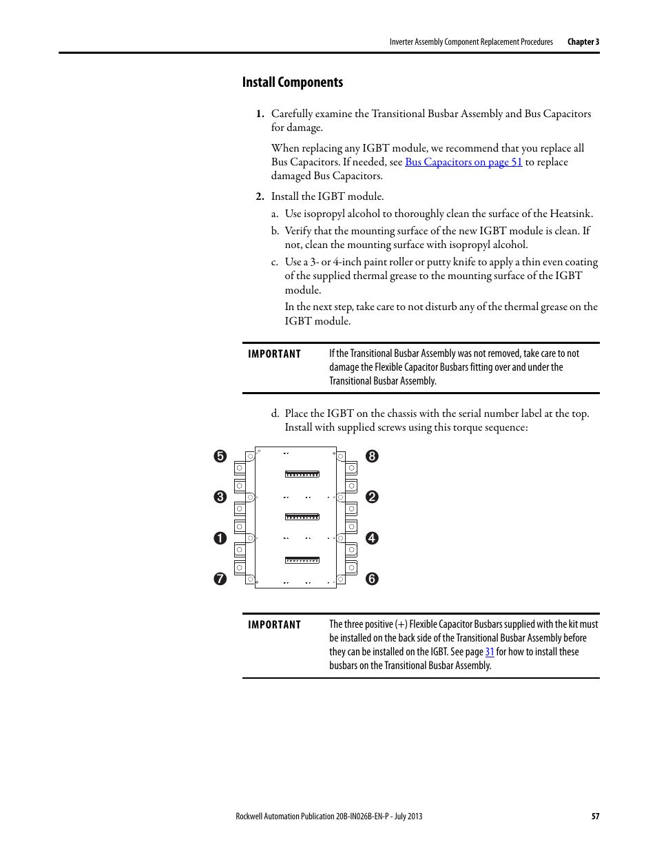 Install components | Rockwell Automation 20B PowerFlex 700 Drives - Frame 10 Components Replacement User Manual | Page 57 / 88