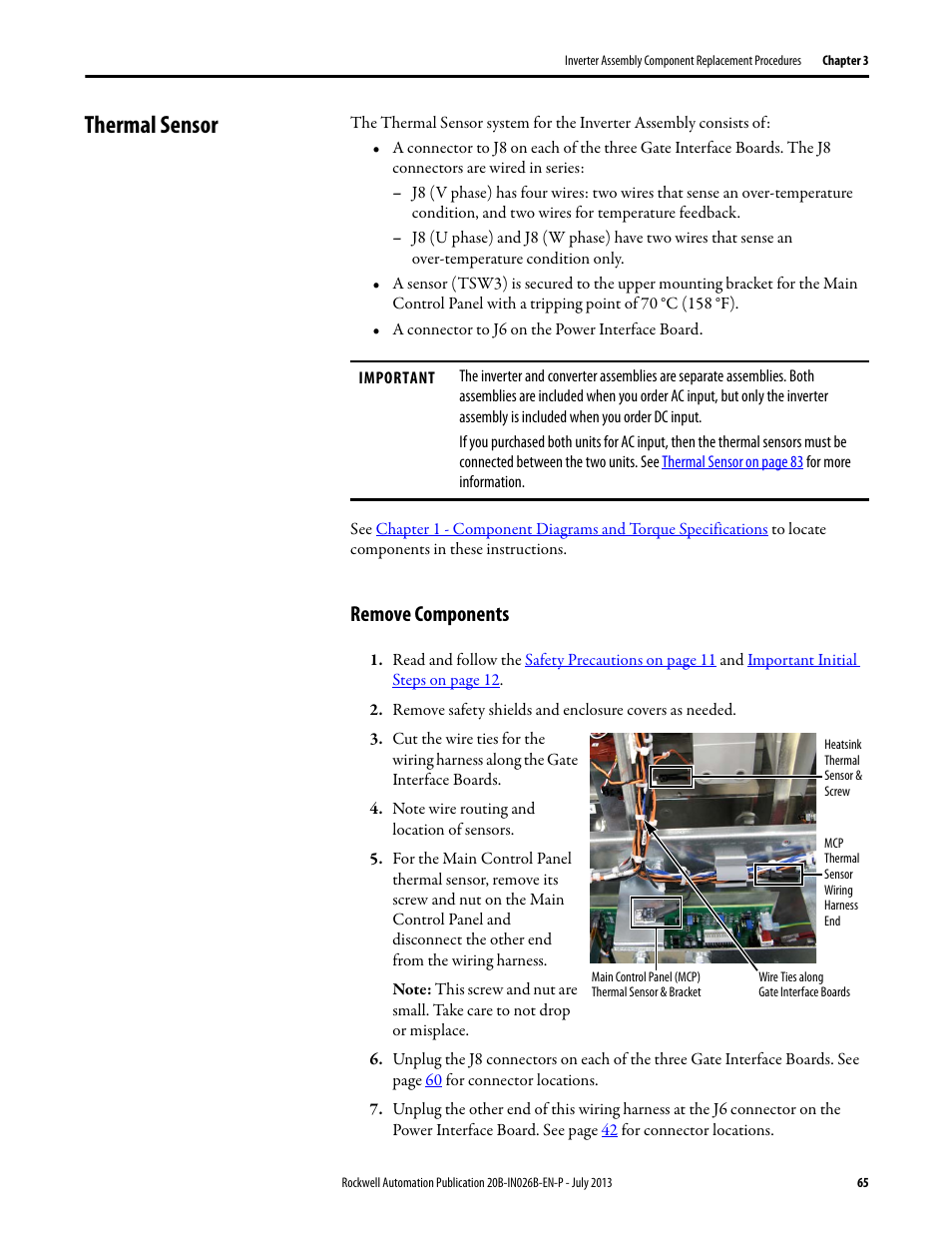 Thermal sensor, Remove components | Rockwell Automation 20B PowerFlex 700 Drives - Frame 10 Components Replacement User Manual | Page 65 / 88