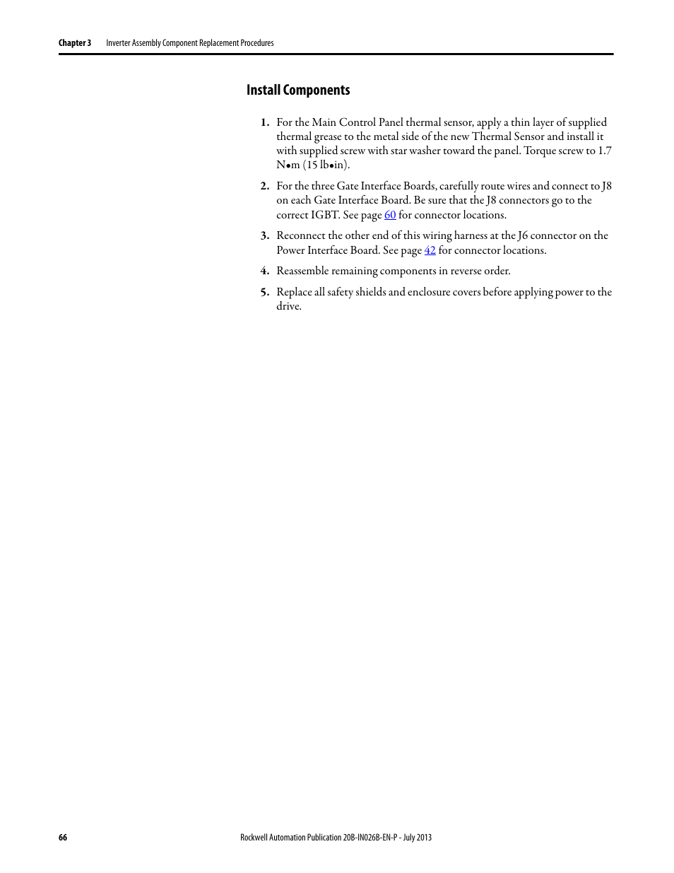 Install components | Rockwell Automation 20B PowerFlex 700 Drives - Frame 10 Components Replacement User Manual | Page 66 / 88