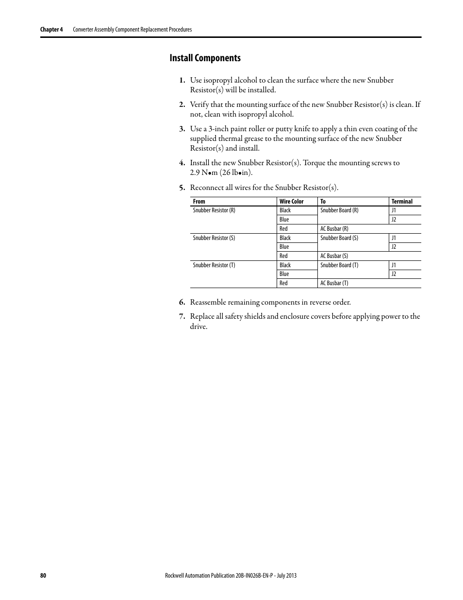 Install components | Rockwell Automation 20B PowerFlex 700 Drives - Frame 10 Components Replacement User Manual | Page 80 / 88