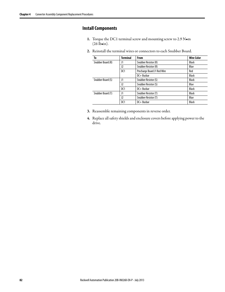 Install components | Rockwell Automation 20B PowerFlex 700 Drives - Frame 10 Components Replacement User Manual | Page 82 / 88